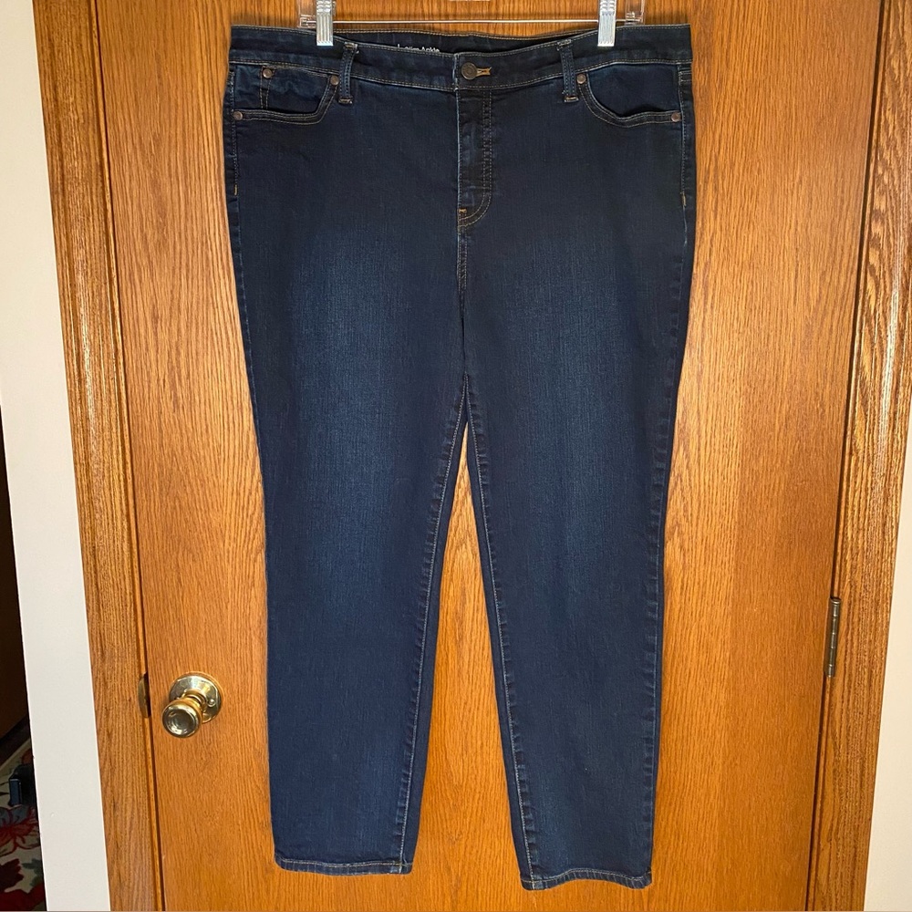 Talbots 16p Flawless Slim Ankle Women’s Denim Jeans Dark Wash EUC